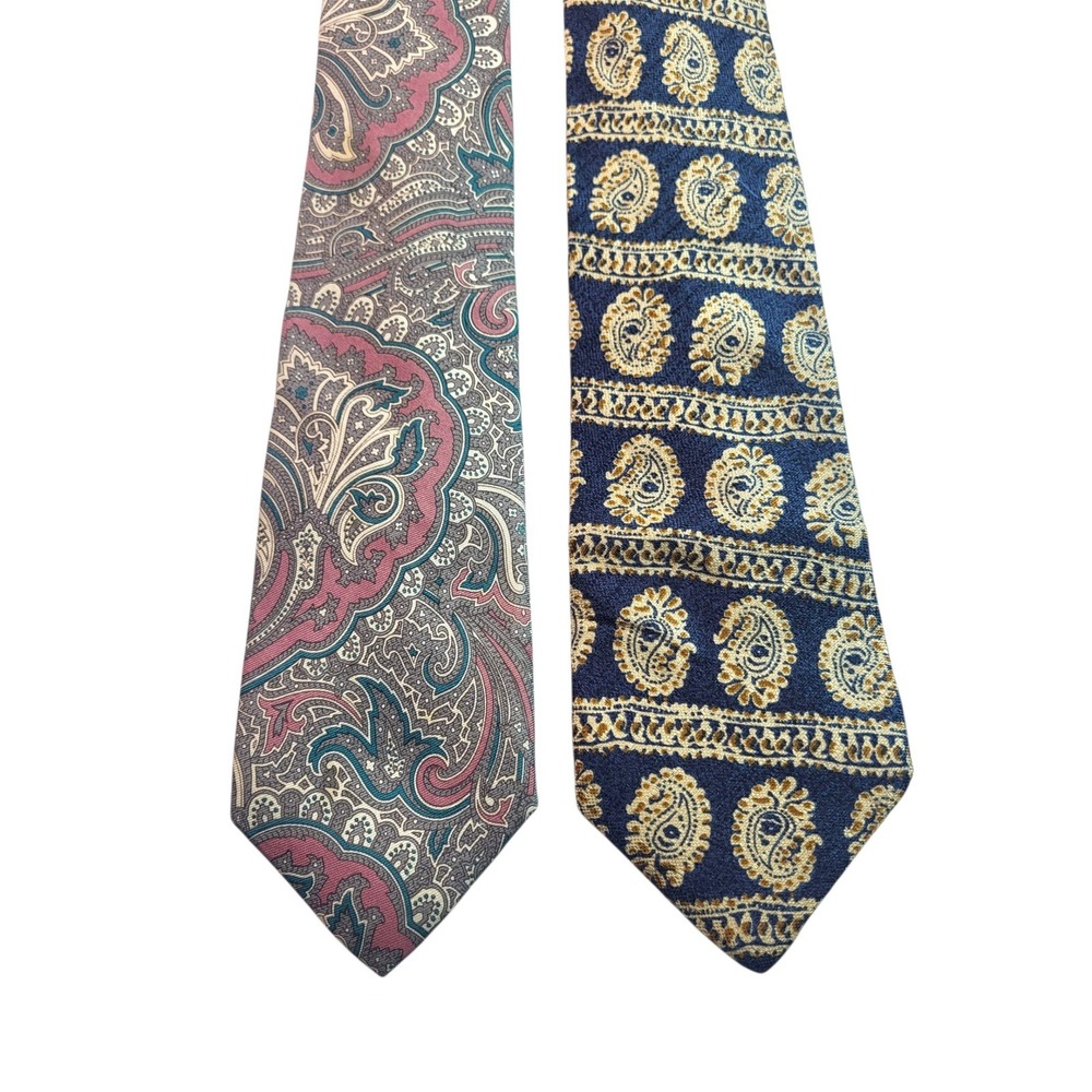 Lands' End Silk Necktie Paisley Pattern Classic Elegant Men's Tie
